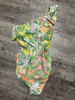 Floral One-Shoulder Ruffle Maternity Swimsuit - Multi